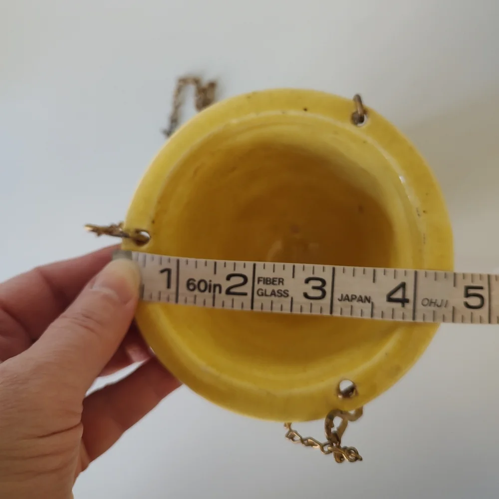 McCoy Pottery Vintage Floral Hanging Planter Vase Basket Yellow RARE - Picture 9 of 9